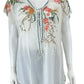 Johnny Was White Embroidered Tunic Top Size S