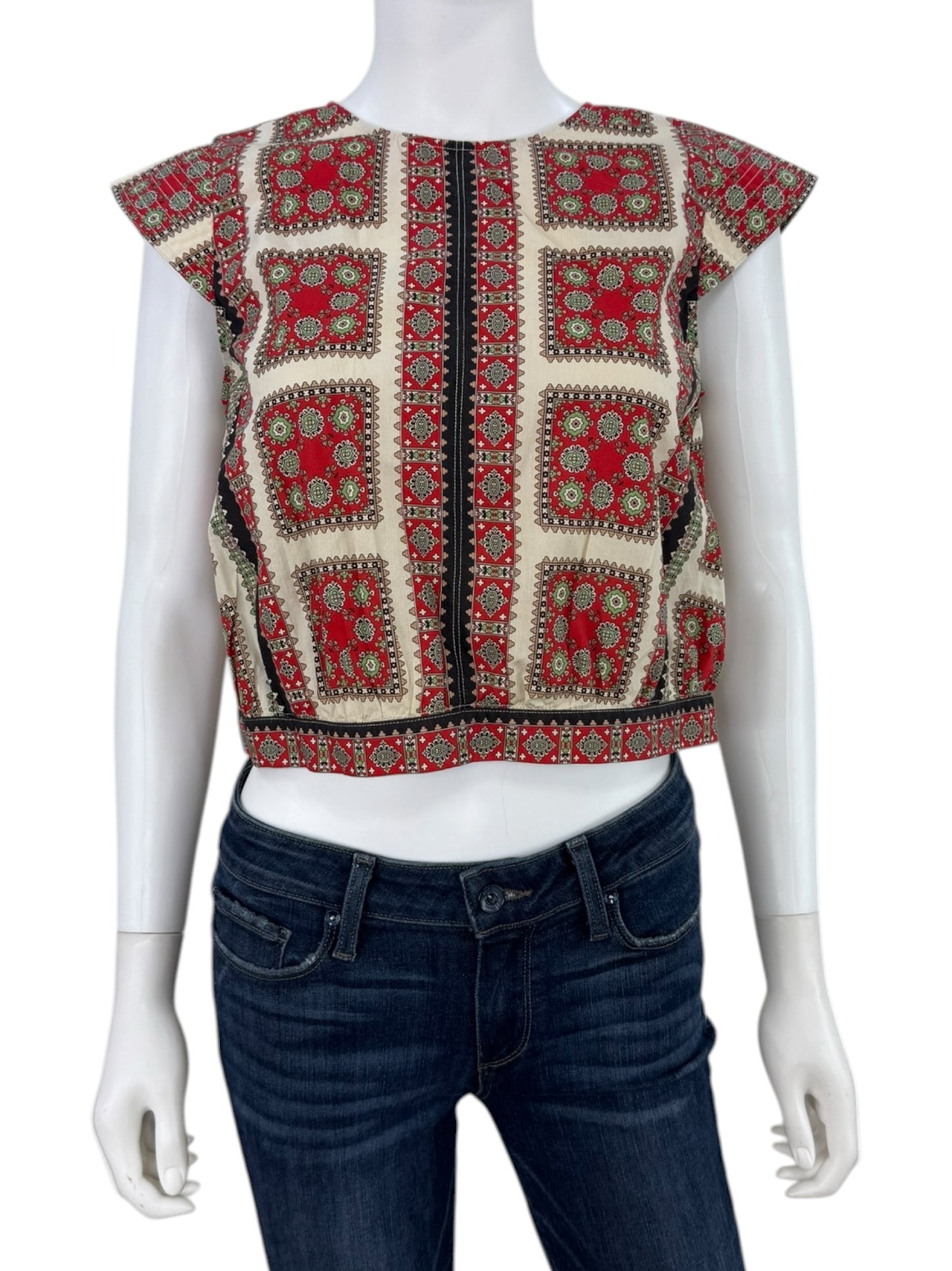 the great. Red Cropped Midland Top Size 0