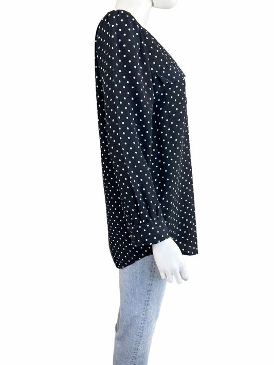 Joie 100% SILK Black White Dot Blouse Size S