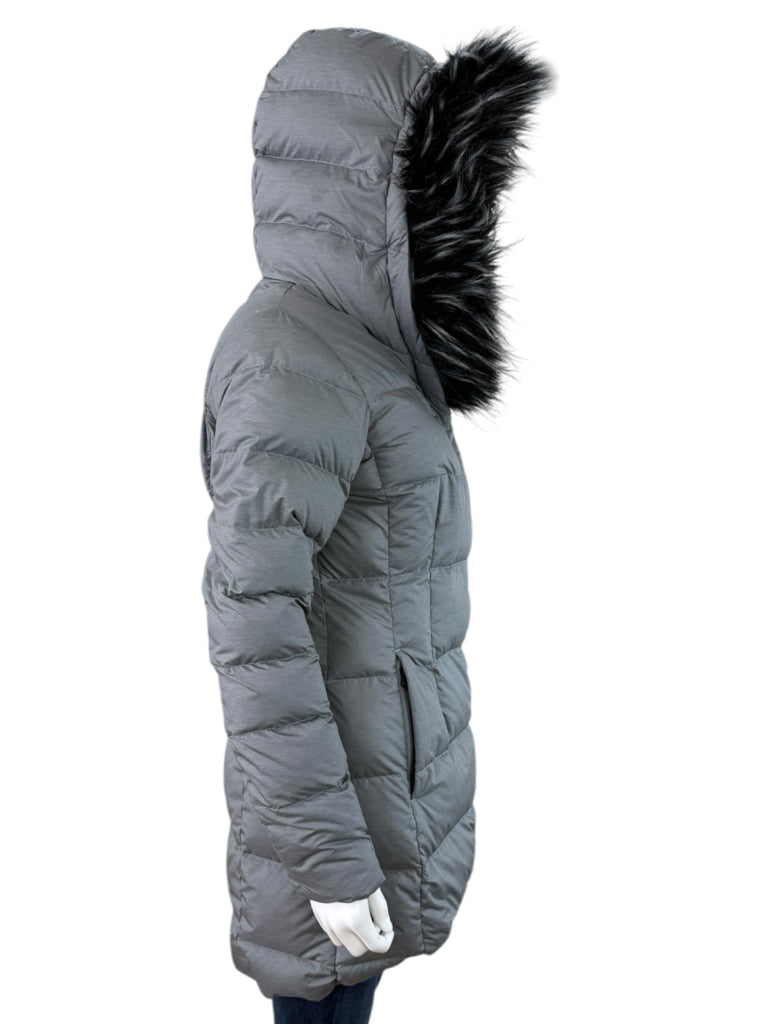 THE NORTH FACE Gray Quilted Dealio Faux Fur Trim Hooded Parka Jacket Size S