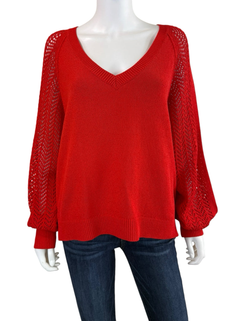 BROCHU WALKER Red Cotton Sweater Size L