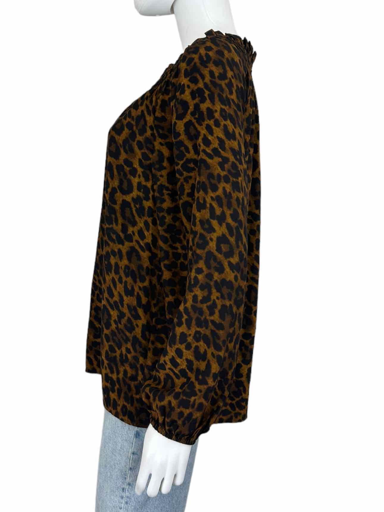 Talbots Brown Leopard Print Blouse Size M