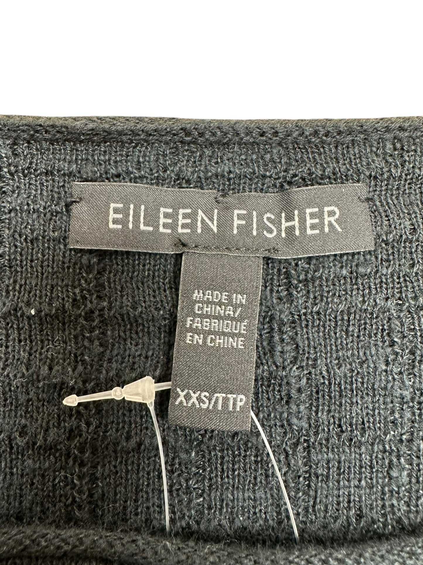 EILEEN FISHER Black Organic Linen Cotton Knit Top Size XXS