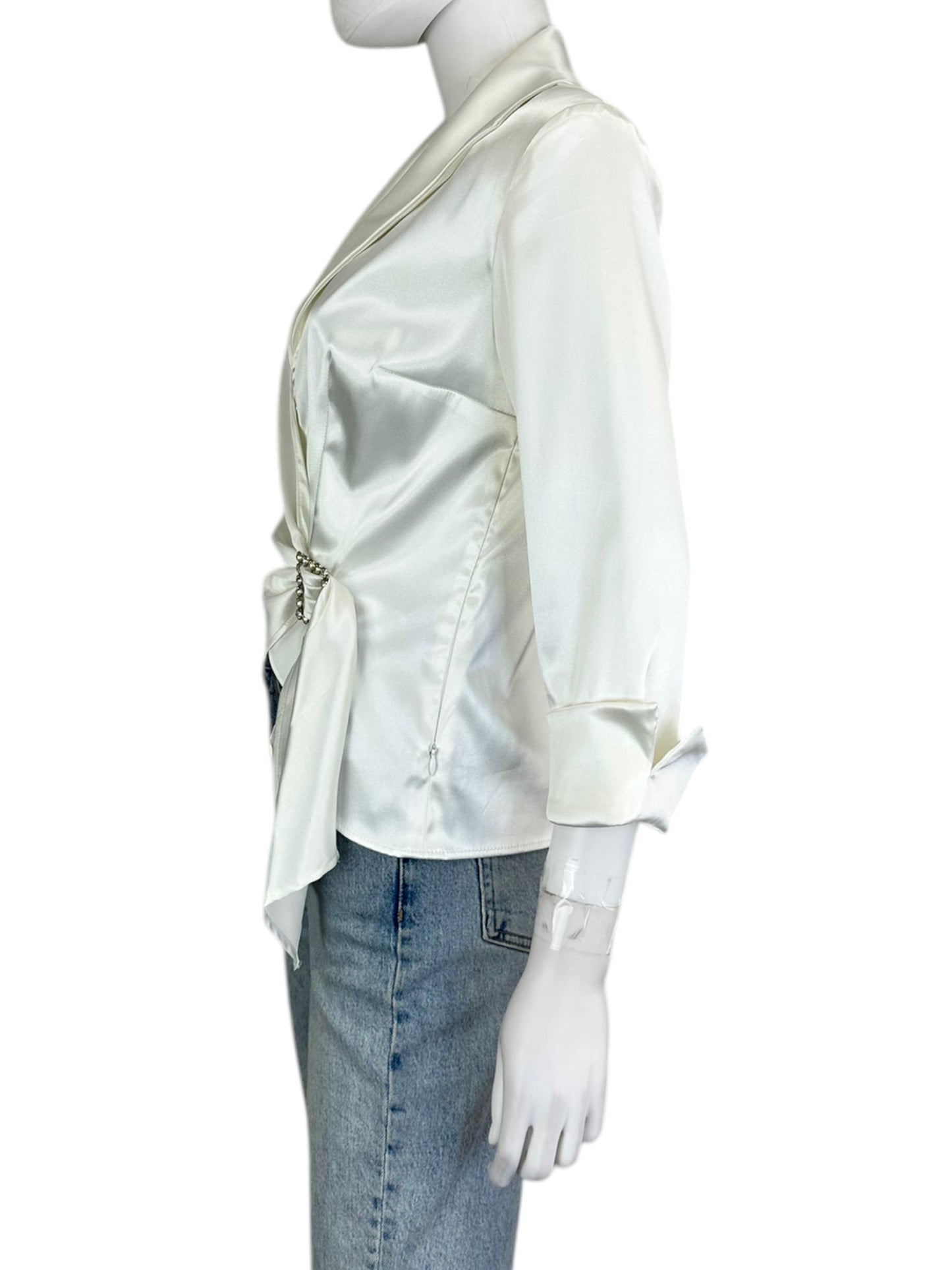 J.R.Nites Vintage White Satin Blouse Size MP