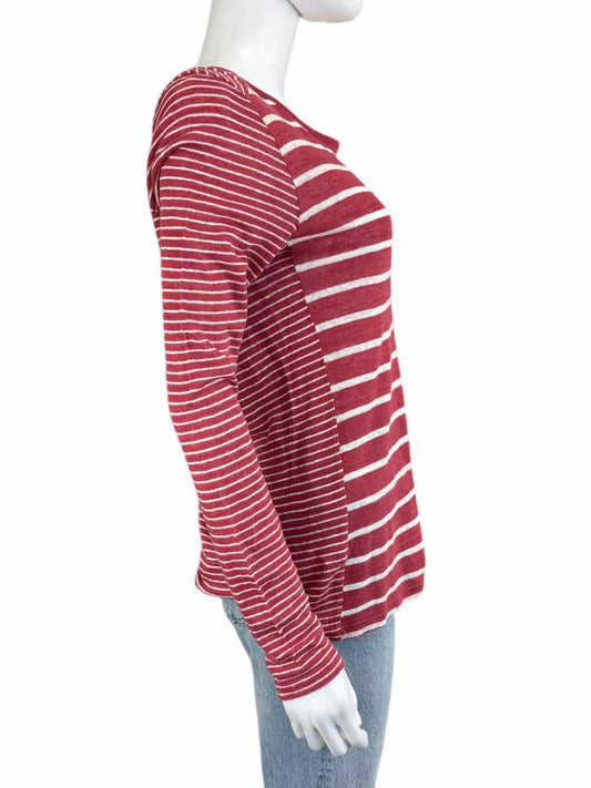 Vince. Linen Red and White Stripe Top Size M