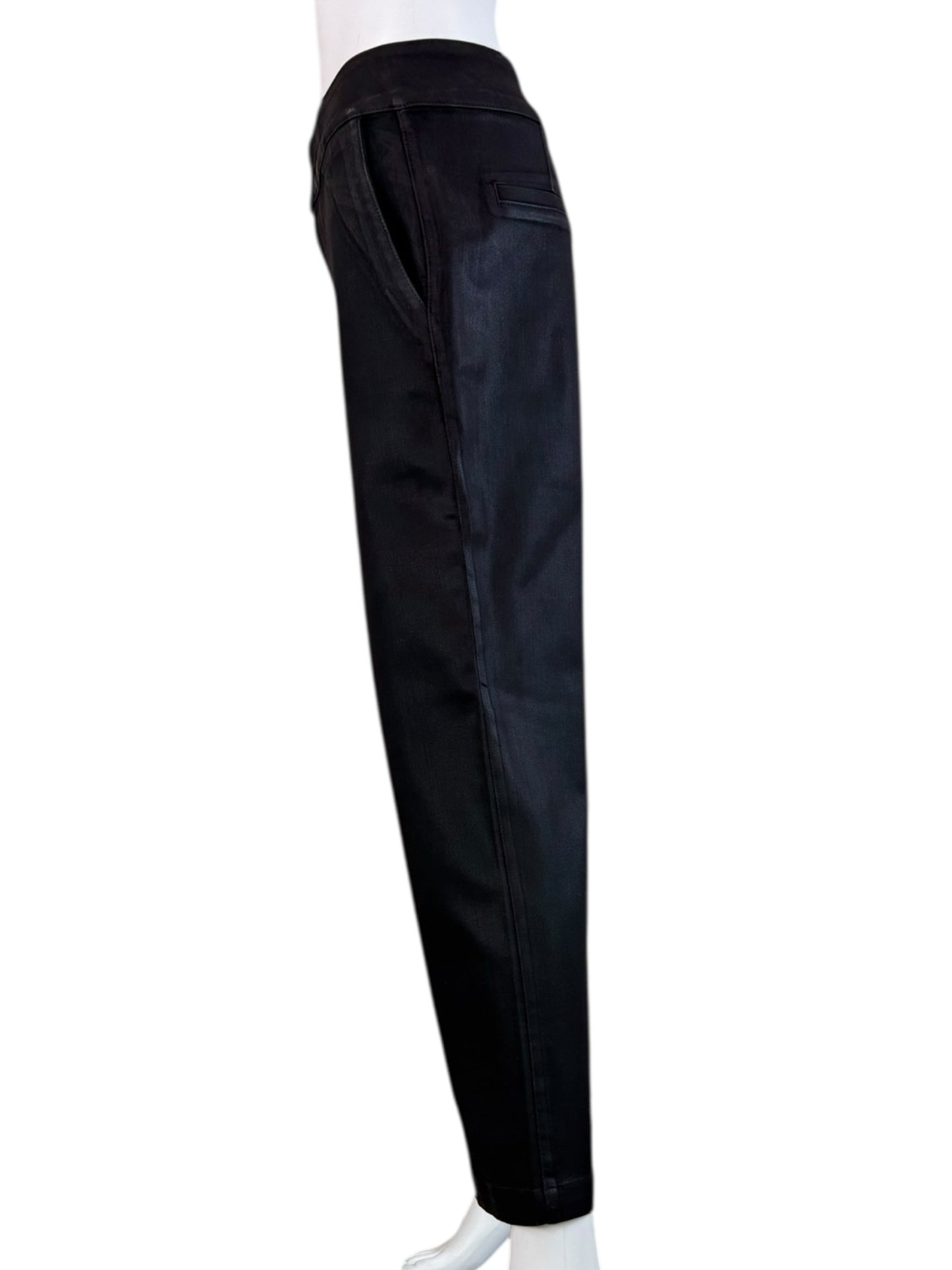 PAIGE Black Fog Luxe Coating NELLIE Trousers Size 29