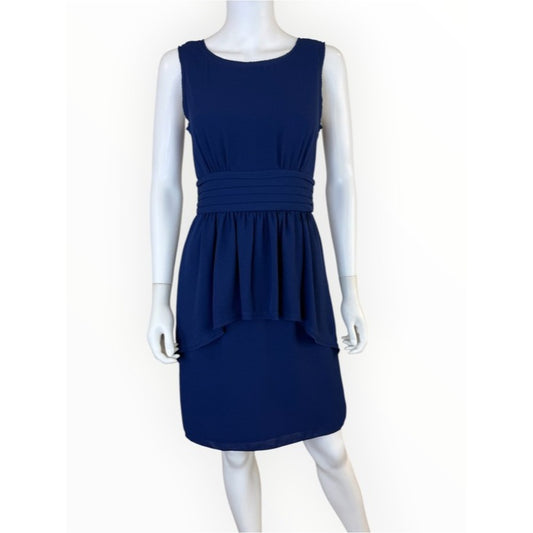 BCBGMAXAZRIA Blue Sleeveless Rhea Peplum Cocktail Dress Size 6