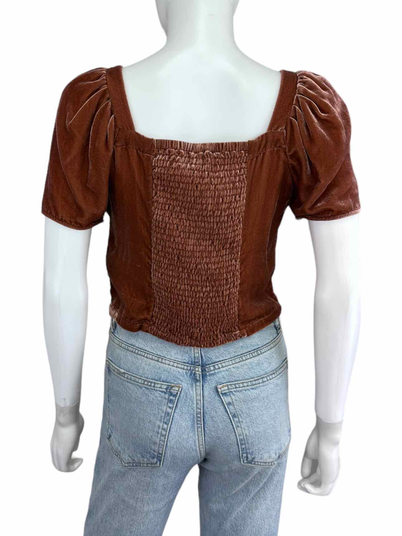 Madewell Brown Cropped Velvet Top Size XS