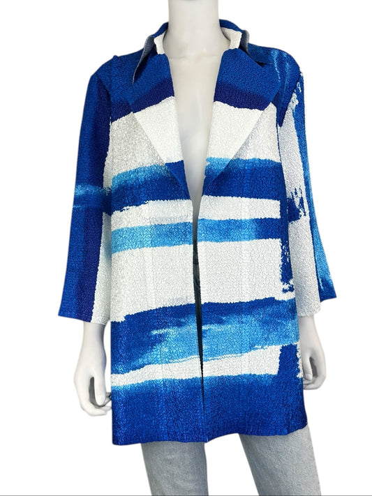 chicos Blue Crinkle Casual Jacket Size L