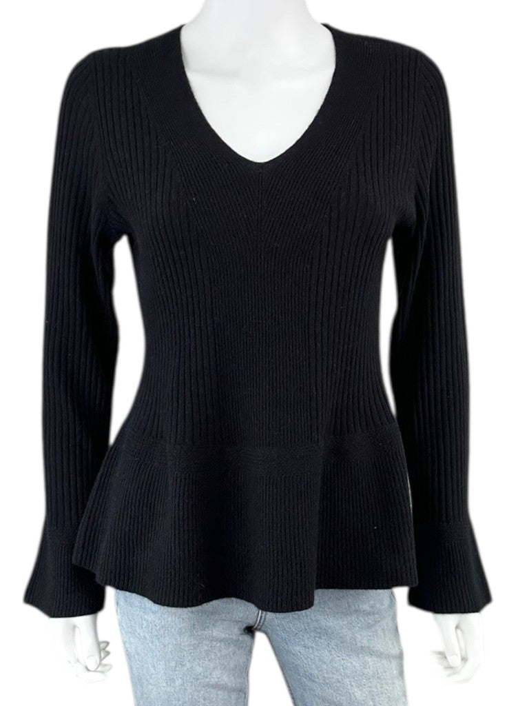 Talbots Black 100% Cashmere Ribbed Sweater Size M