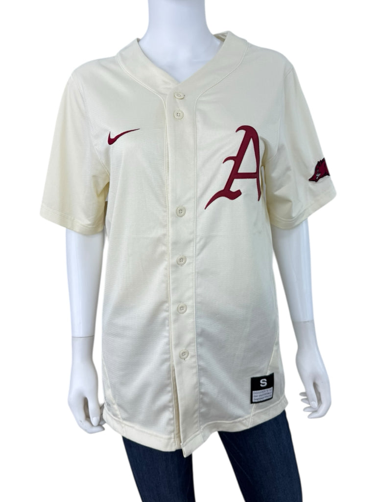 Nike Dri-Fit Cream Razorback Replica Baseball Jersey Size S