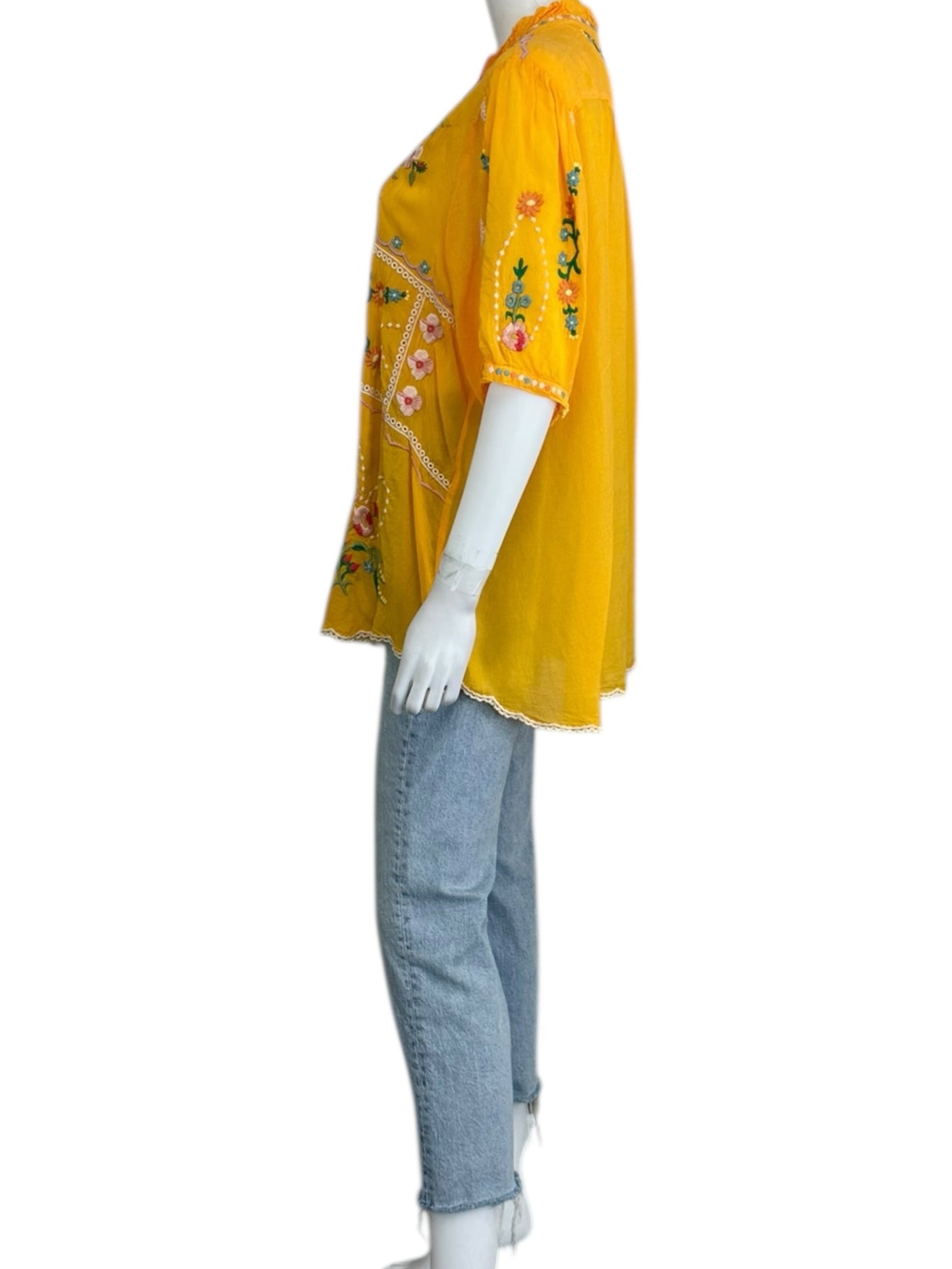 Johnny Was Yellow Button Down Size XXL
