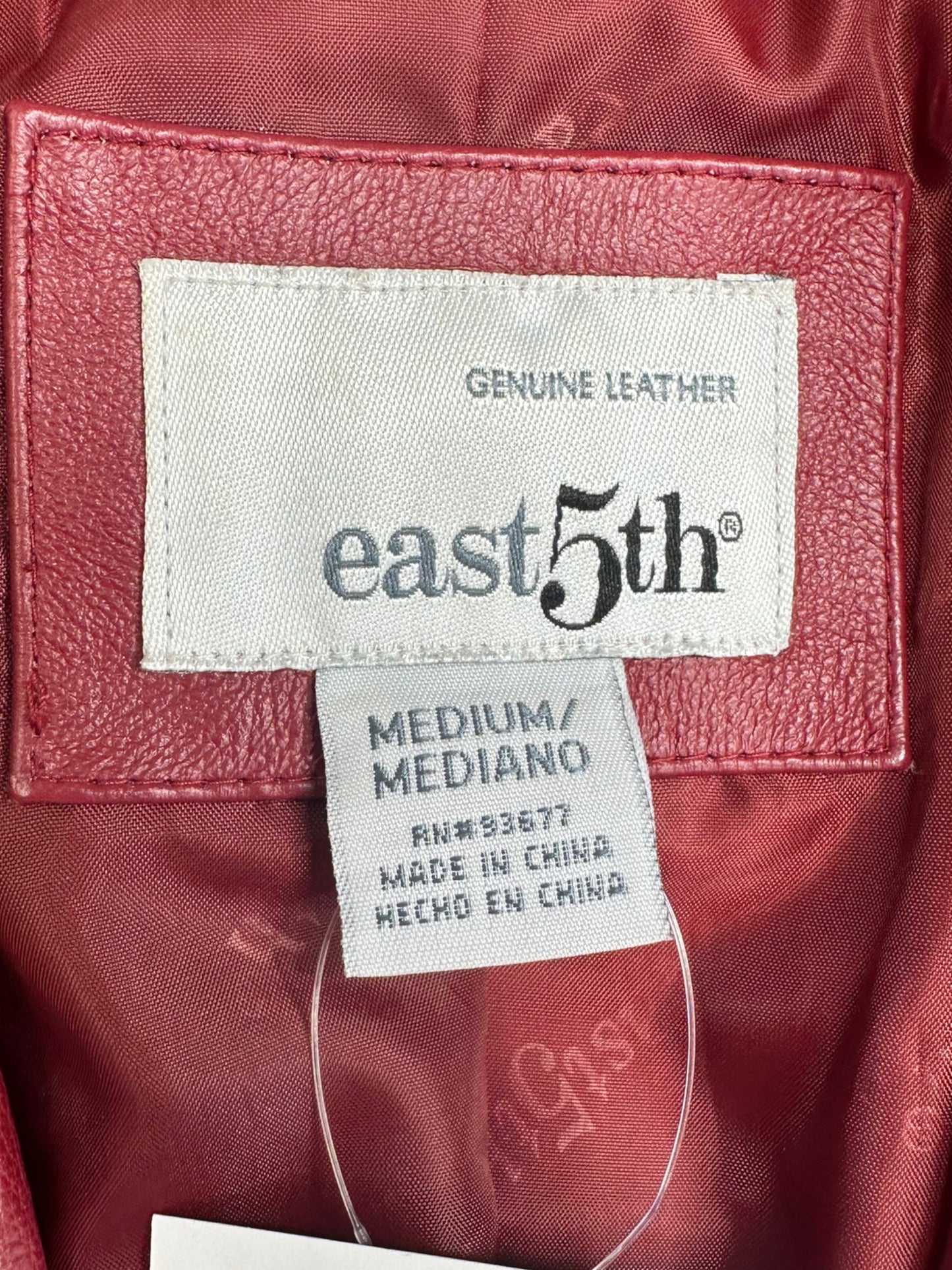 East 5th Red Leather Jacket Size M