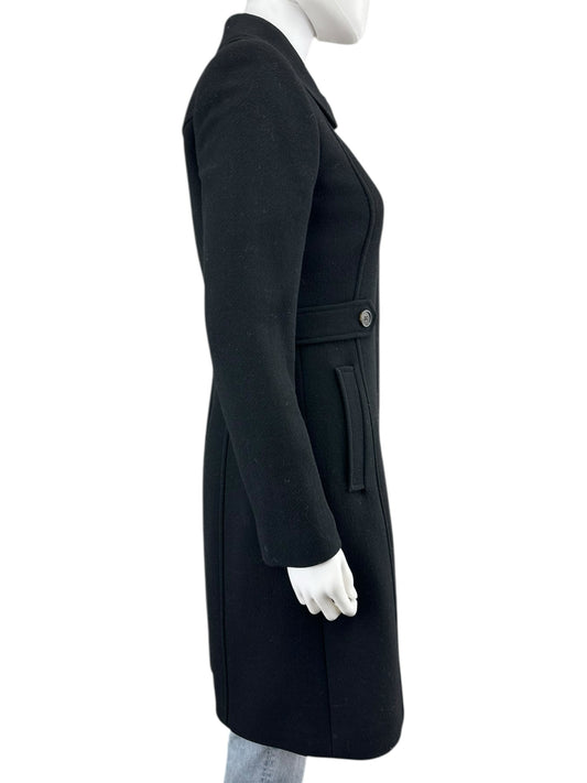 J. Crew Black Italian Double Cloth Wool Trench Size 2