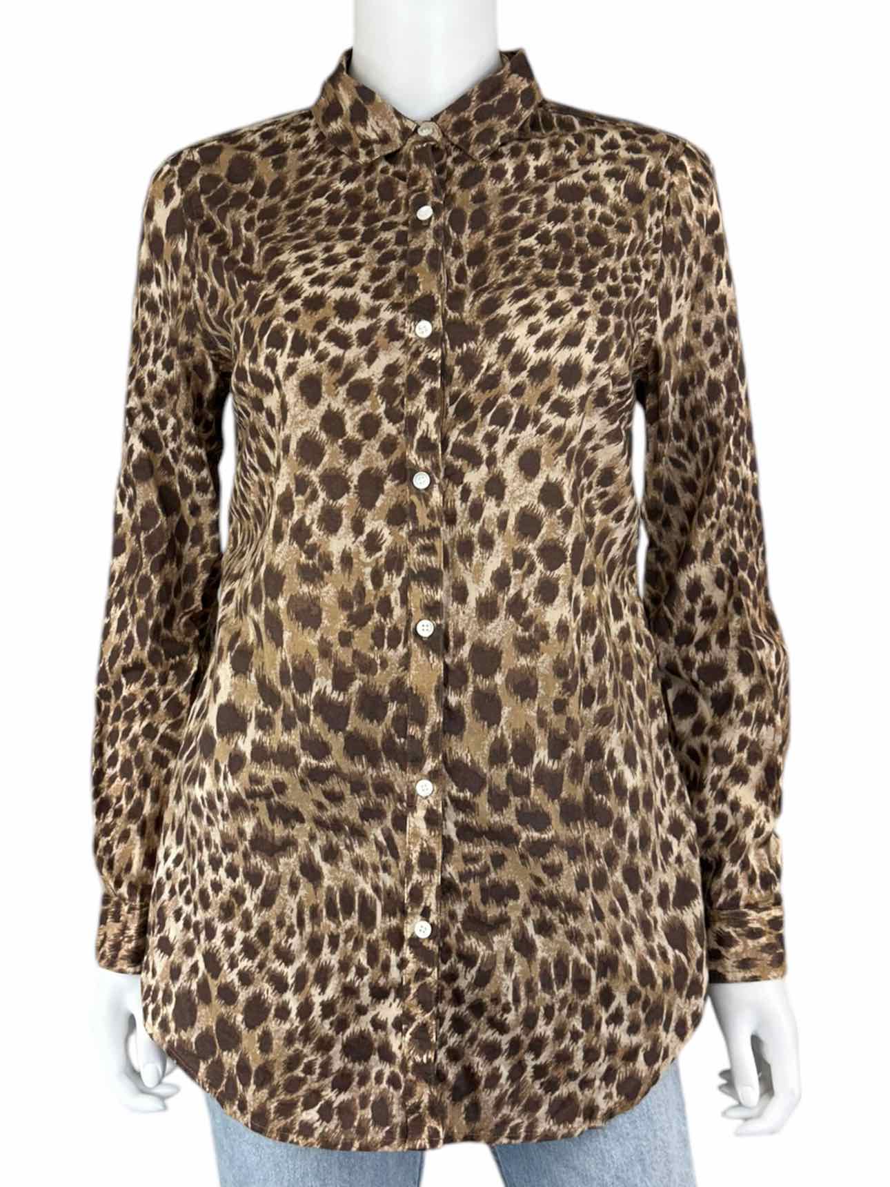 J. McLaughlin Leopard Print Button-Down Size M