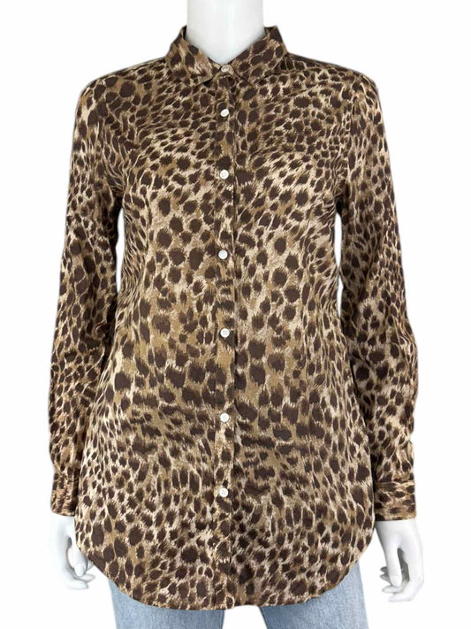 J. McLaughlin Leopard Print Button-Down Size M