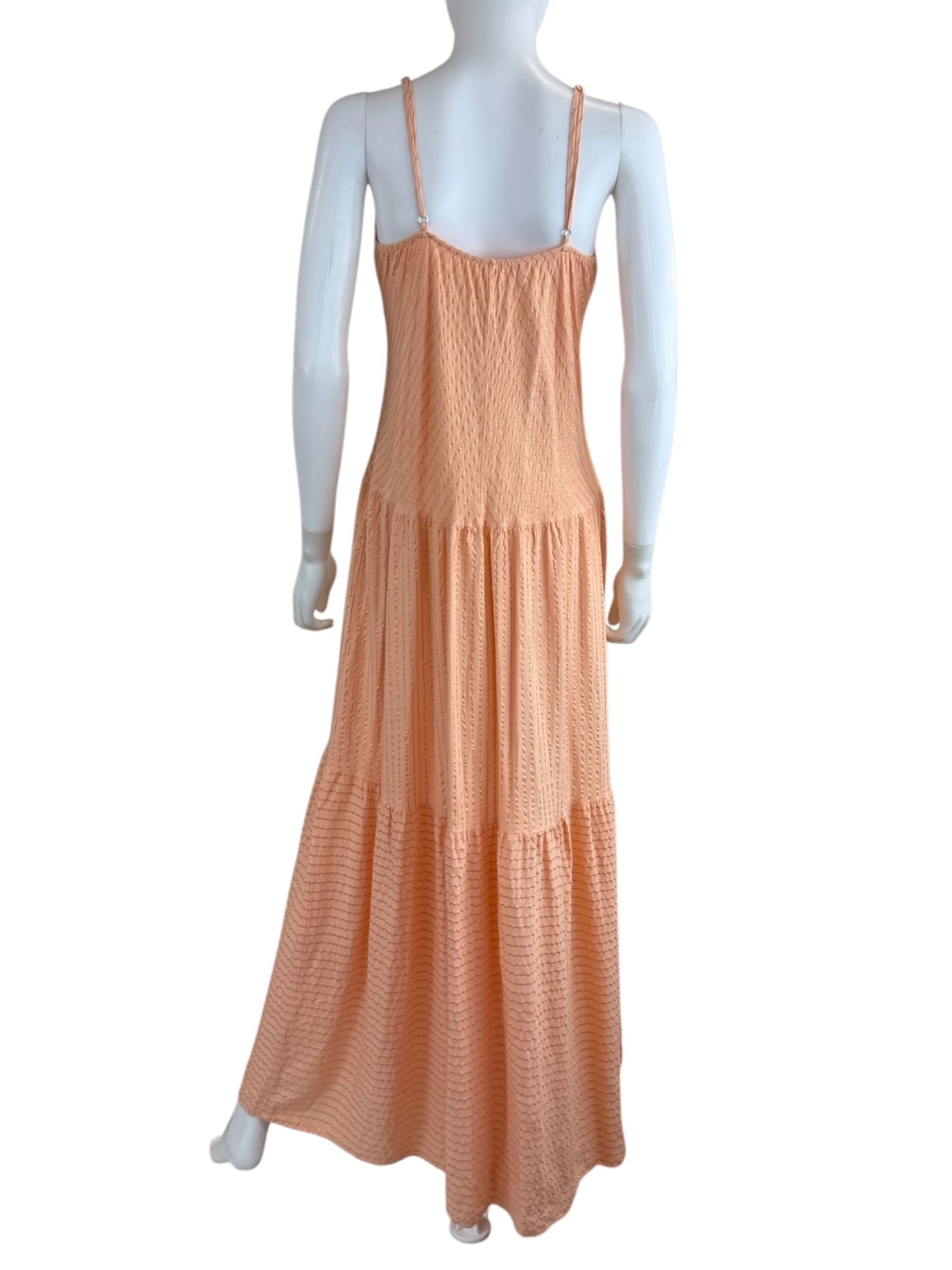 Self Contrast Peach Striped Maxi Sundress Size S
