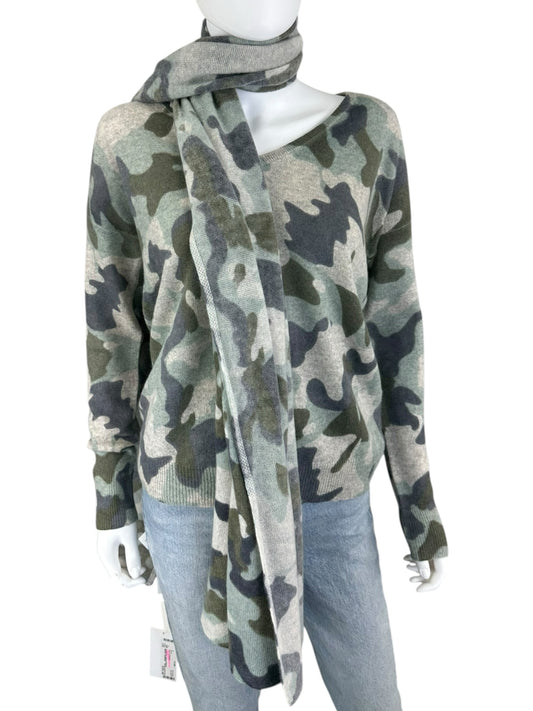 WHITE + WARREN Gray And Green Sweater Size XS