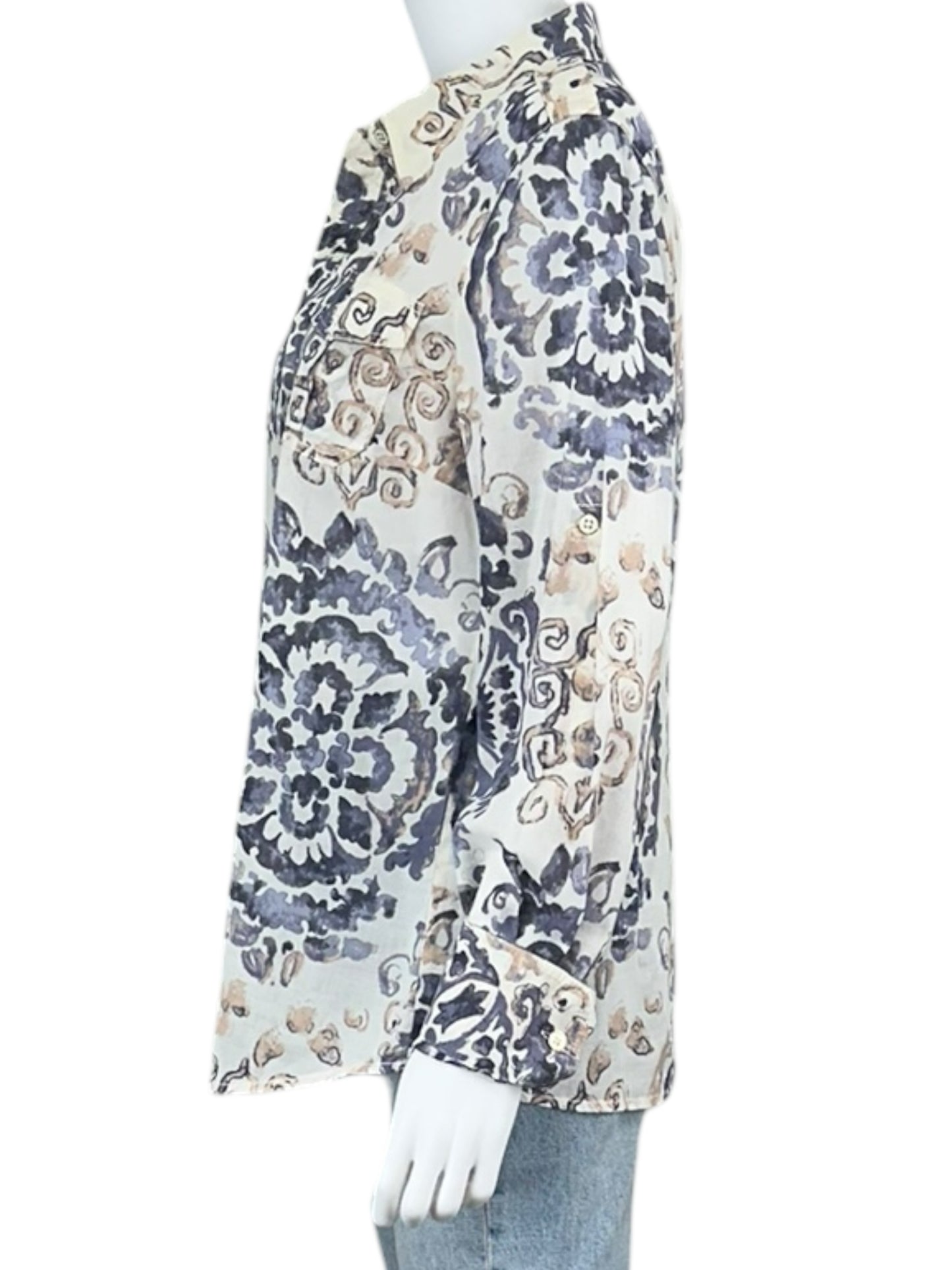 Tory Burch 100% Cotton Paisley Button-Down Shirt Size 12