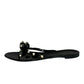 VALENTINO Black Rockstud Rubber Slipper Size 38
