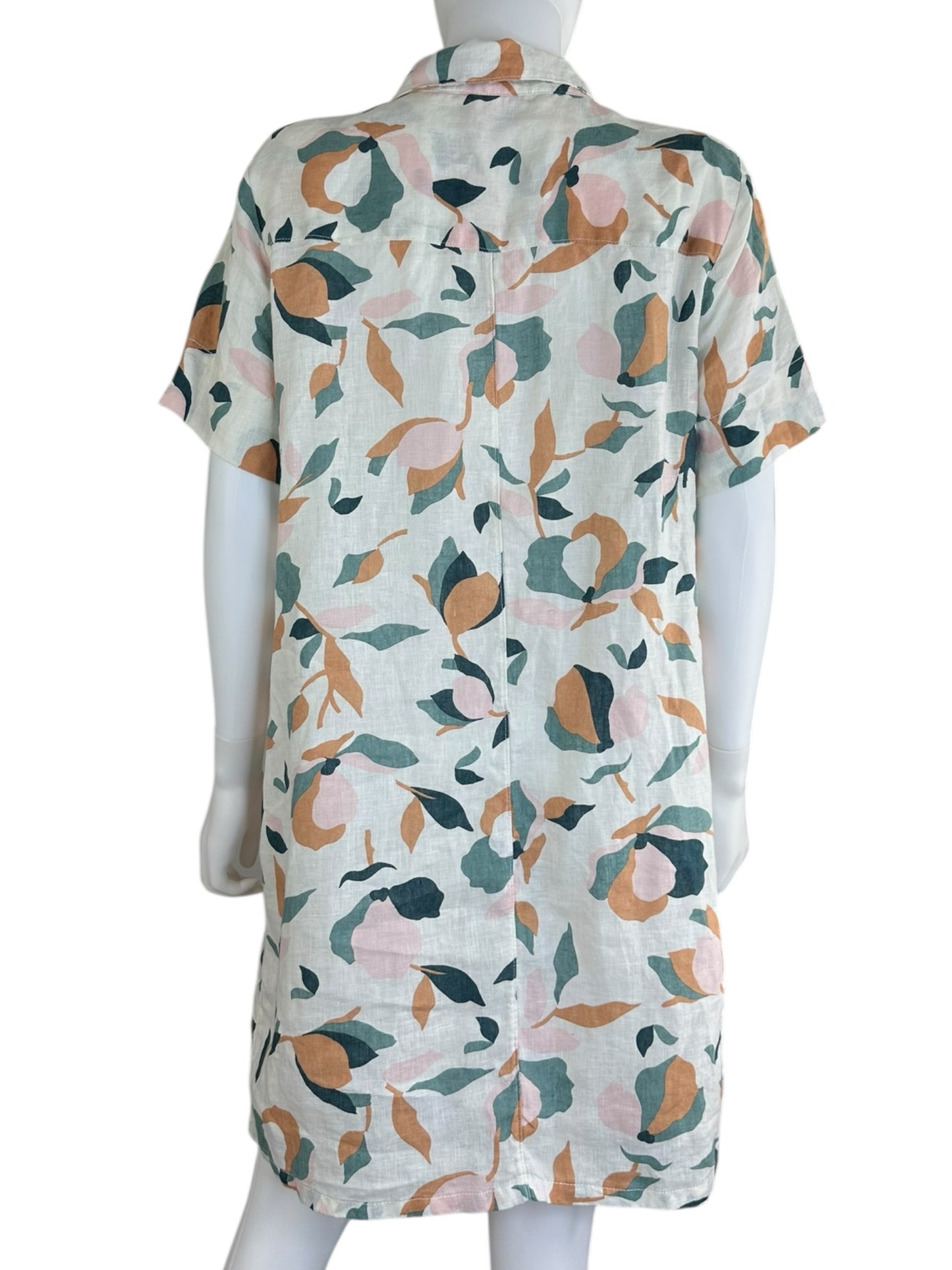 RACHEL ZOE 100% Linen Floral Shirt Dress Size L