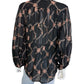 Johnny Was NWT Black Sheer Prin Iman Blouse Size M