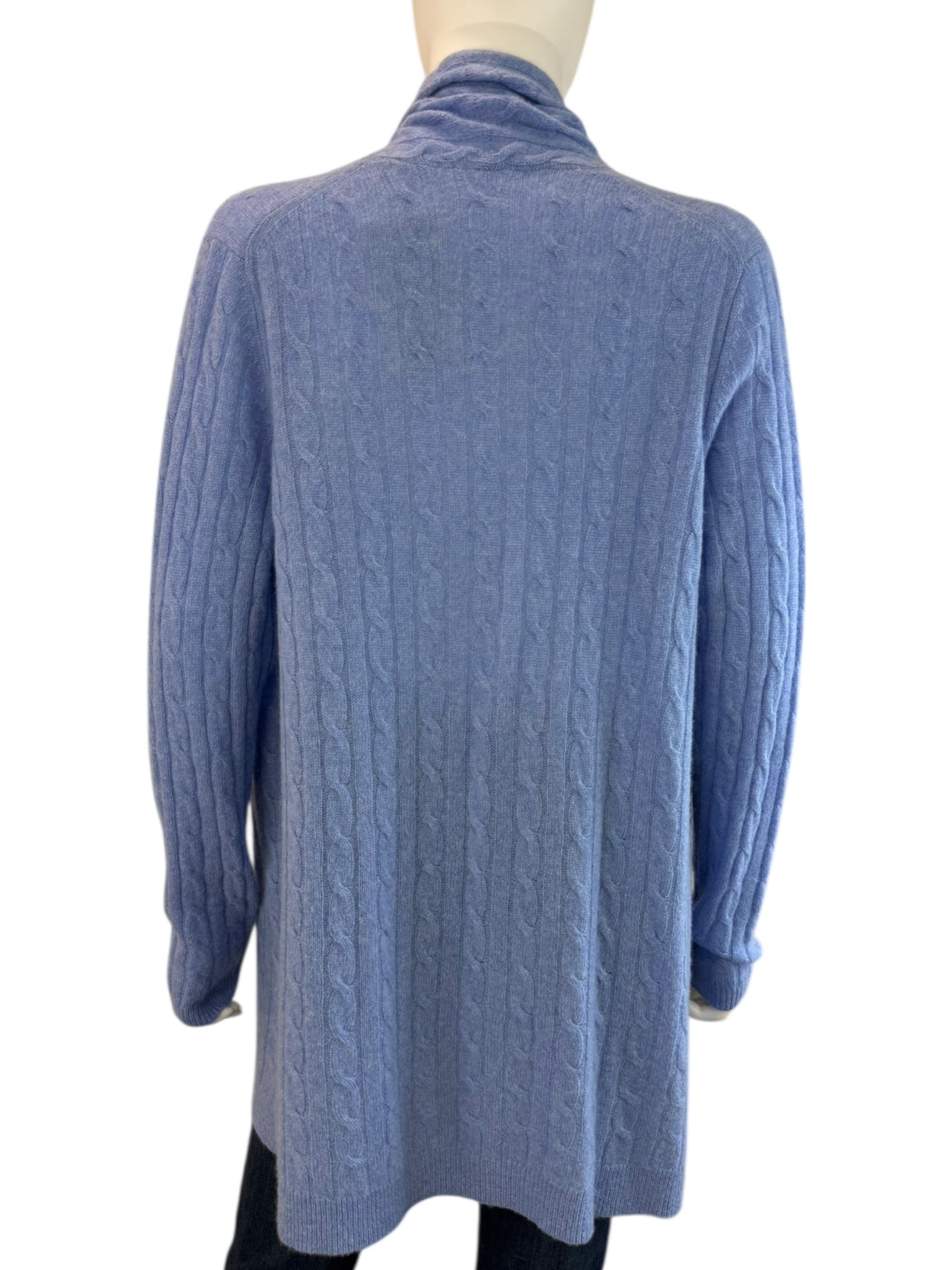 WHITE + WARREN Blue 100% Cashmere Sweater Cardigan Size L