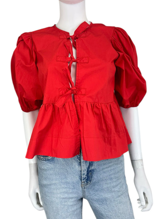 NWT Oliviaceous Red Tie Blouse Size S