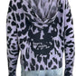 SKULL CASHMERE 100% Purple Leopard Print Story Size S