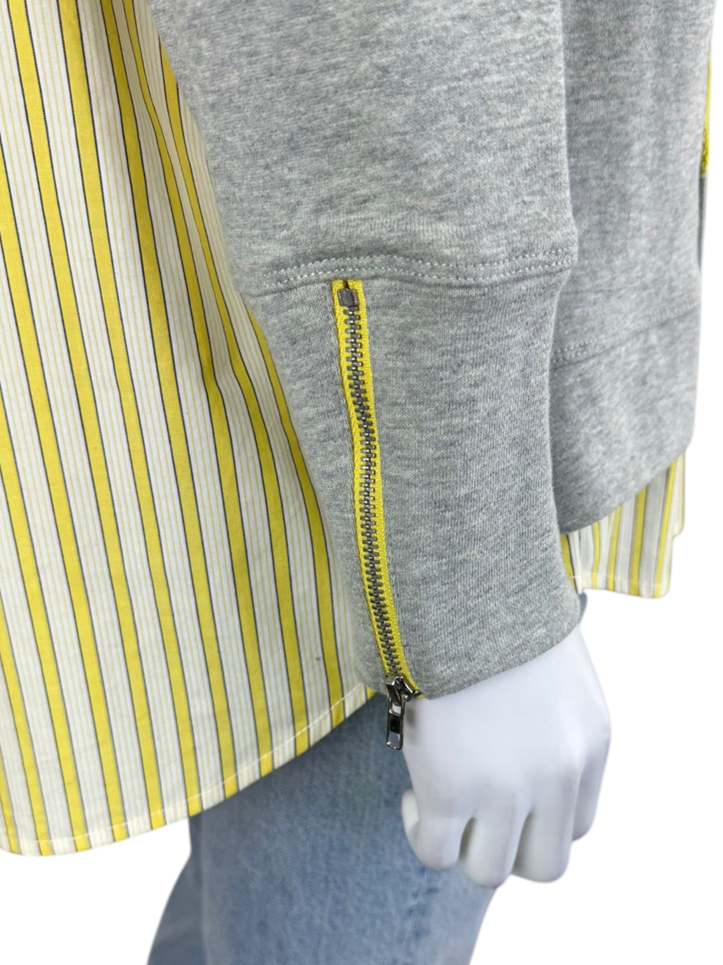 tru luxe Gray and Yellow Contrast Knit Top Size M