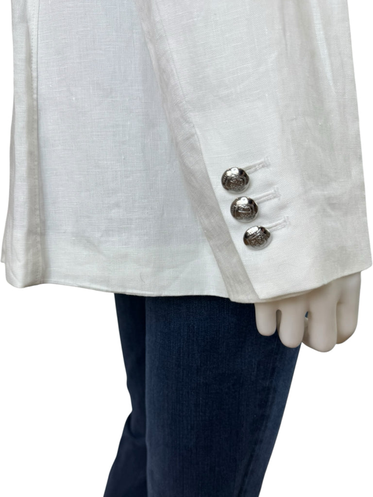 Talbots NWT White Tailored Seaming Linen Blazer Size 12