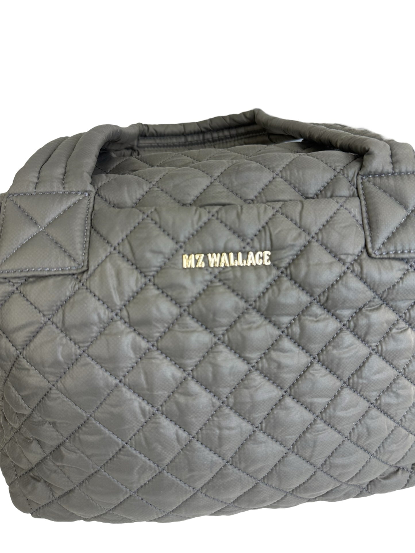 MZ WALLACE Gray Quilted Medium Sutton Deluxe Designer Handbag