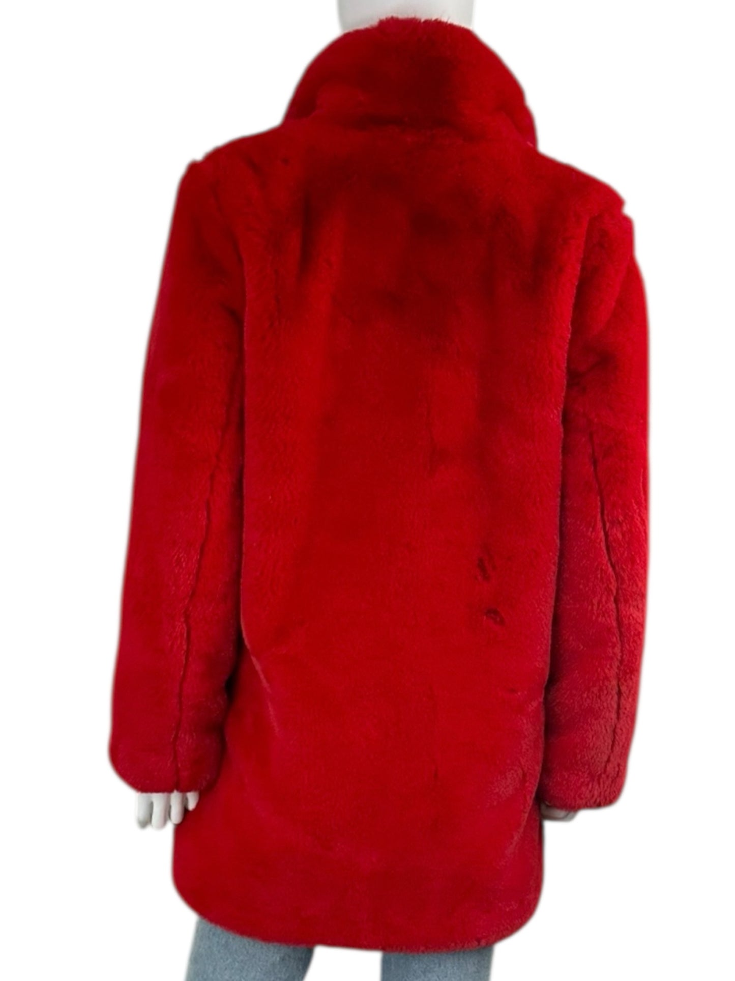 APPARIS Red Faux Fur Coat Size S