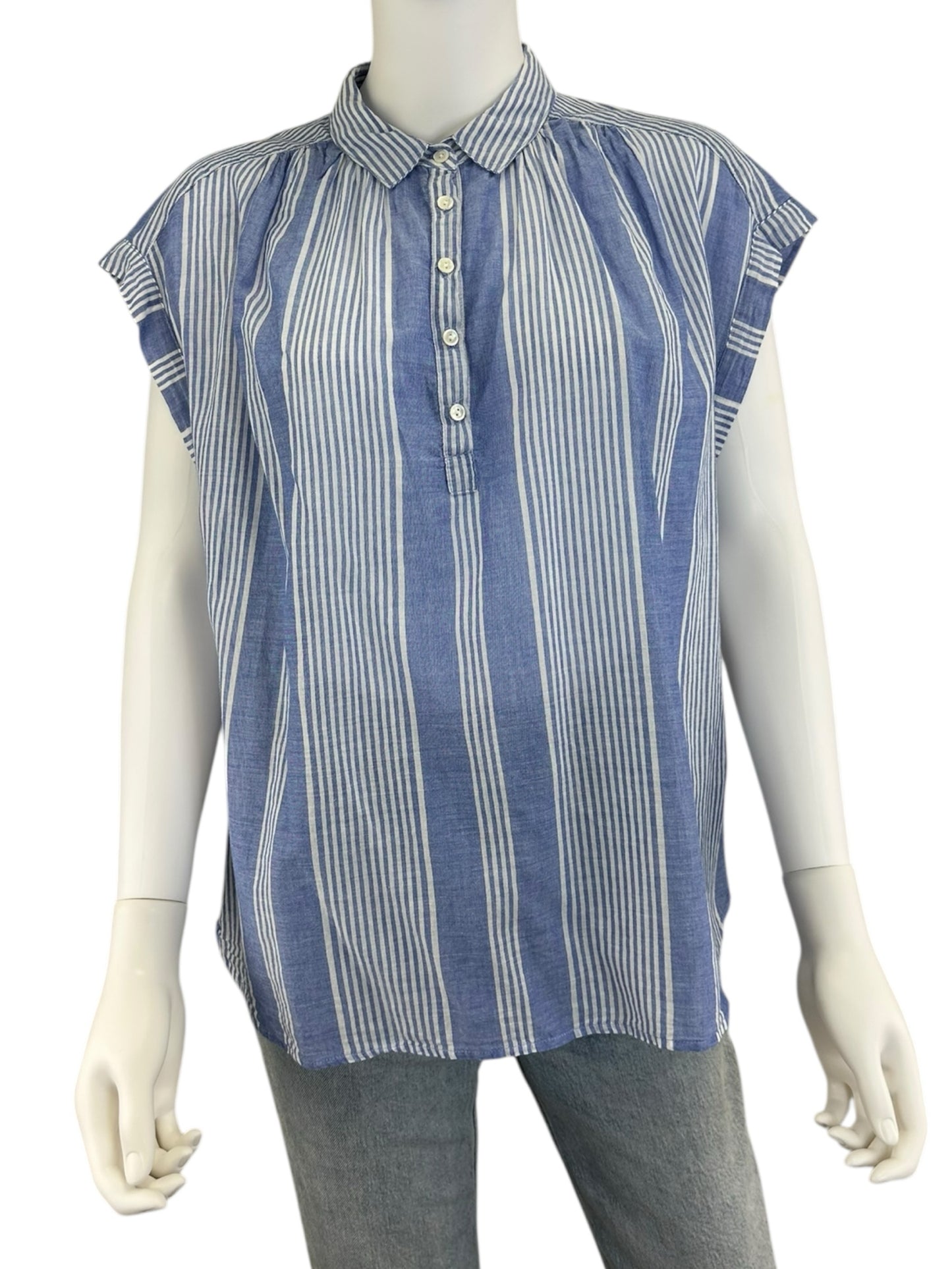 velvet BY GRAHAM & SPENCER Blue Striped Blouse Size S