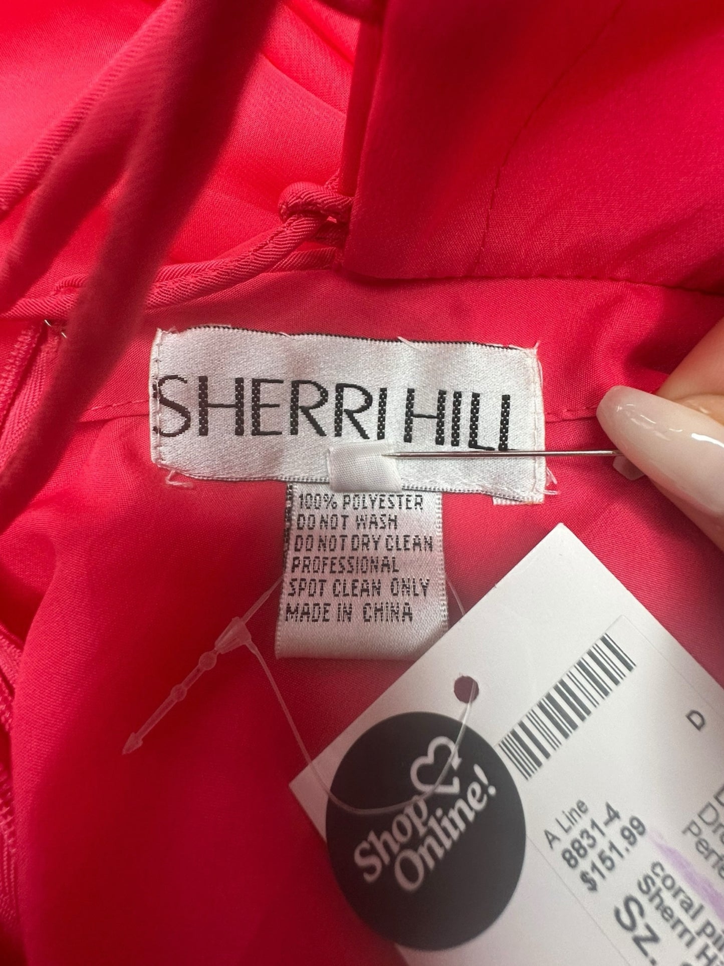 Sherri Hill Coral Formal Maxi Dress Size 8
