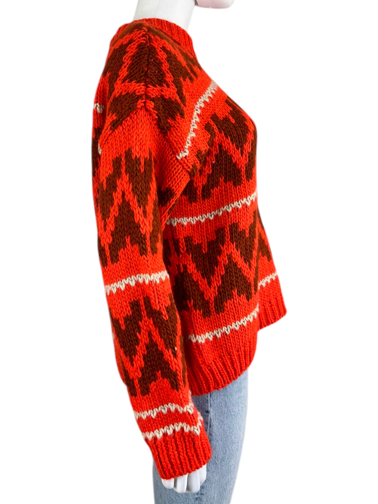 the great. Red Folk Wool Knit Sweater Size 1