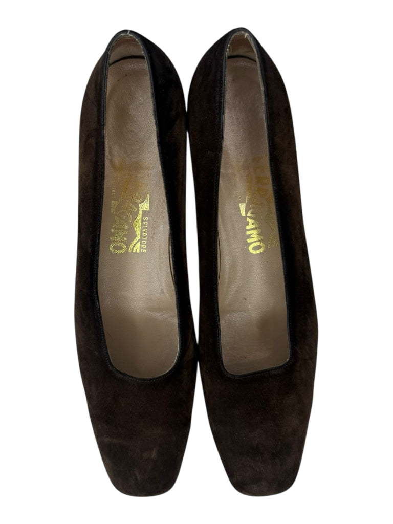 Salvatore Ferragamo Brown Suede Florence Pumps Size 9.5