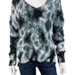 PILCRO Navy Tie Dye Joni Chunky Cable Sweater Size S
