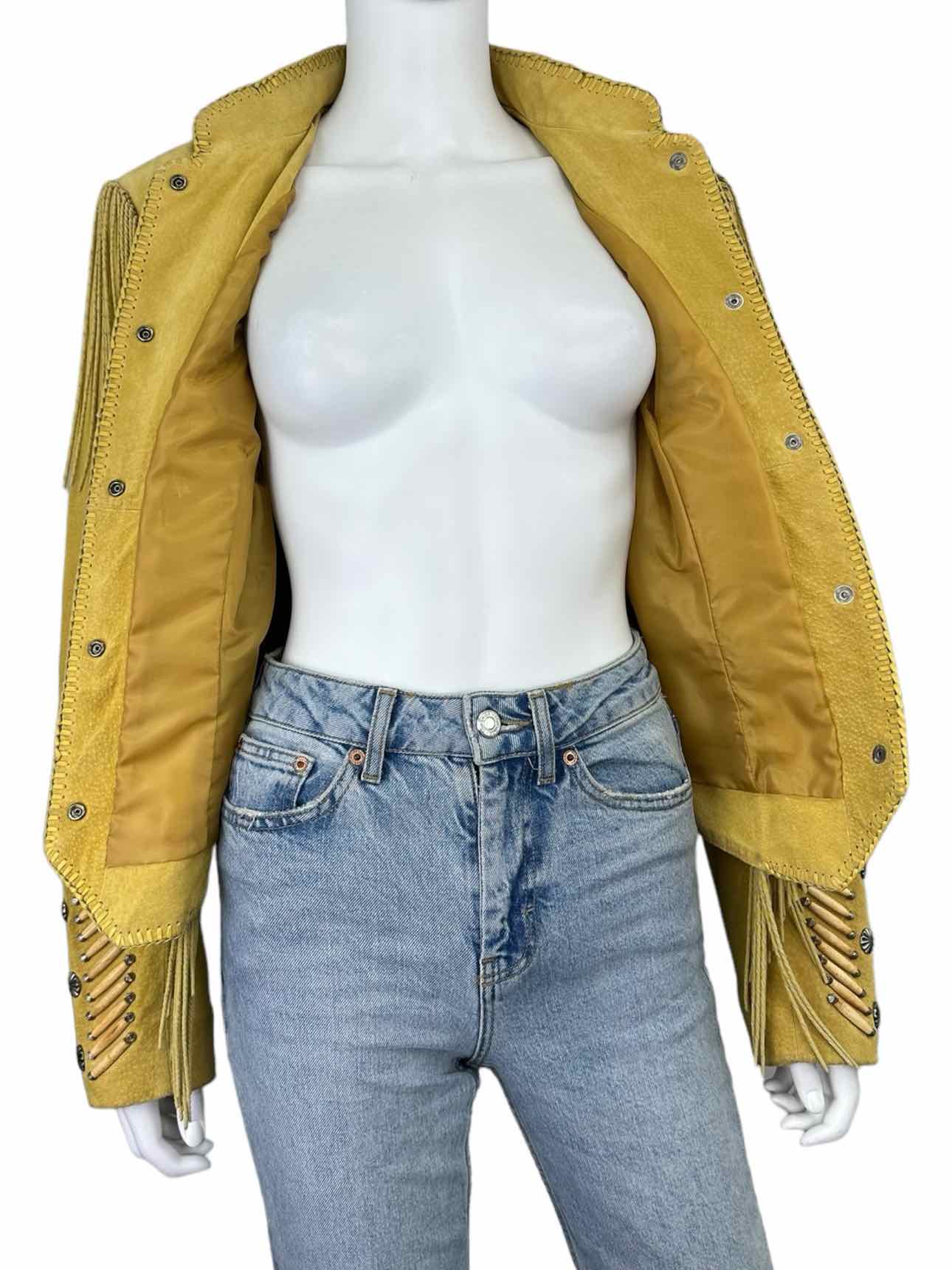 Vintage Yellow Leather Jacket Size L