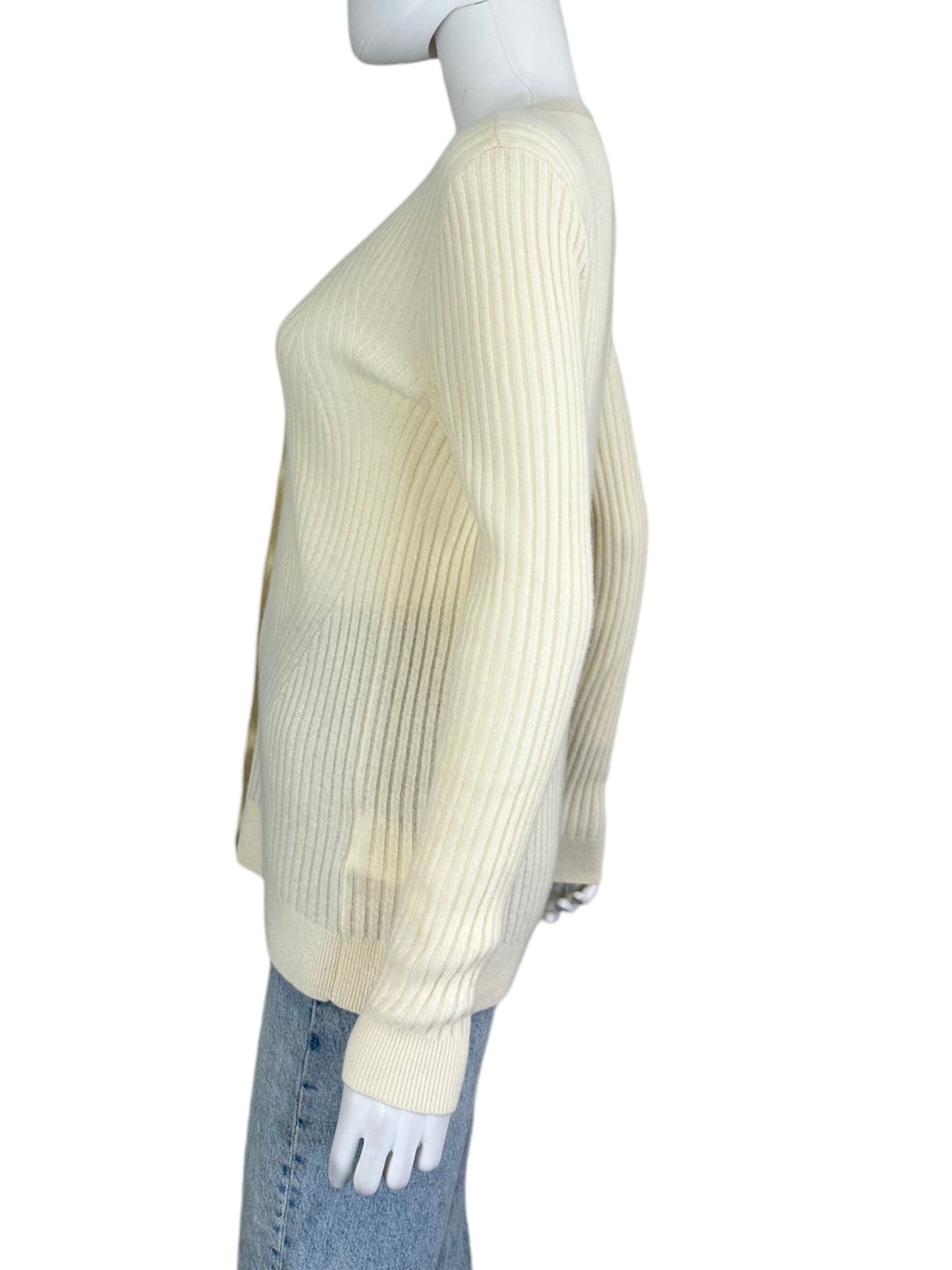 CLUB MONACO Cream Cashmere Sweater Cardigan Size L