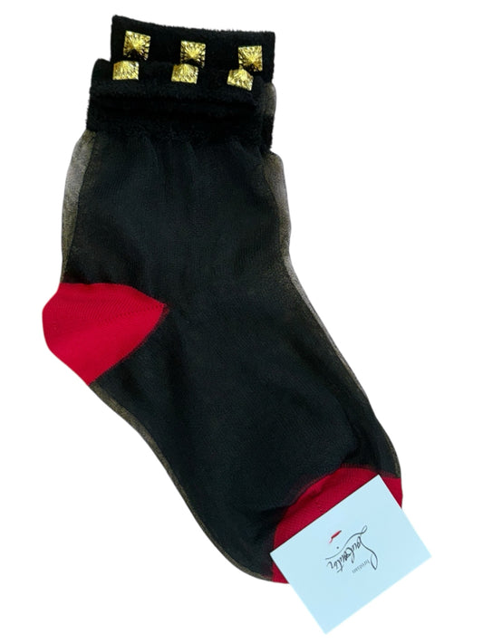 Christian Louboutin NWT Black Studded Hose Socks Size S/M
