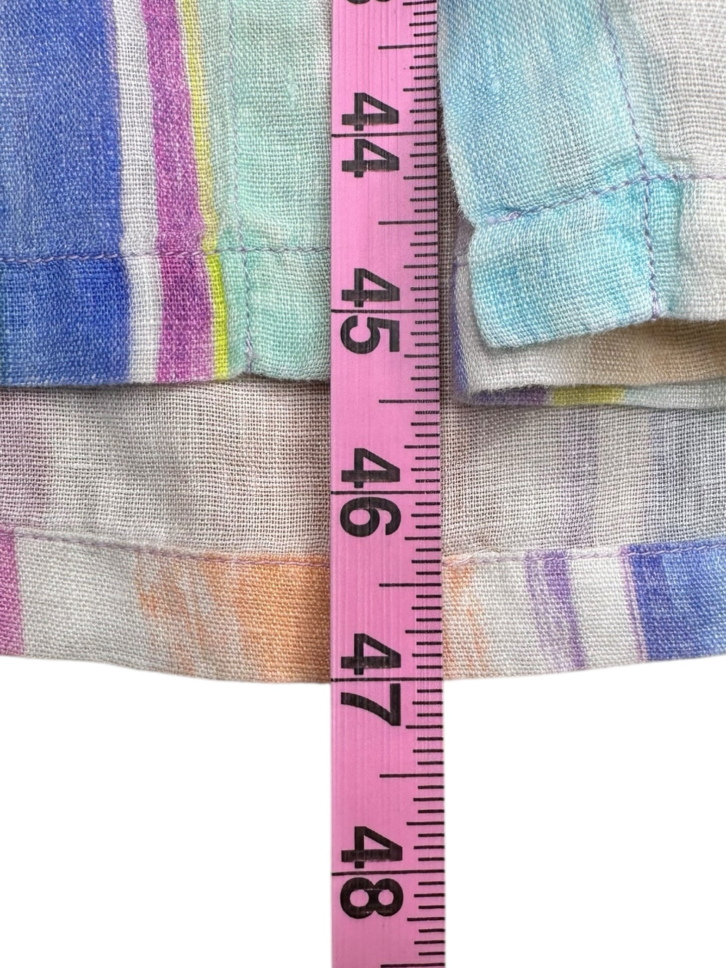 120% Lino 100% Linen Pastel Stripe Button-Down Dress Size 44