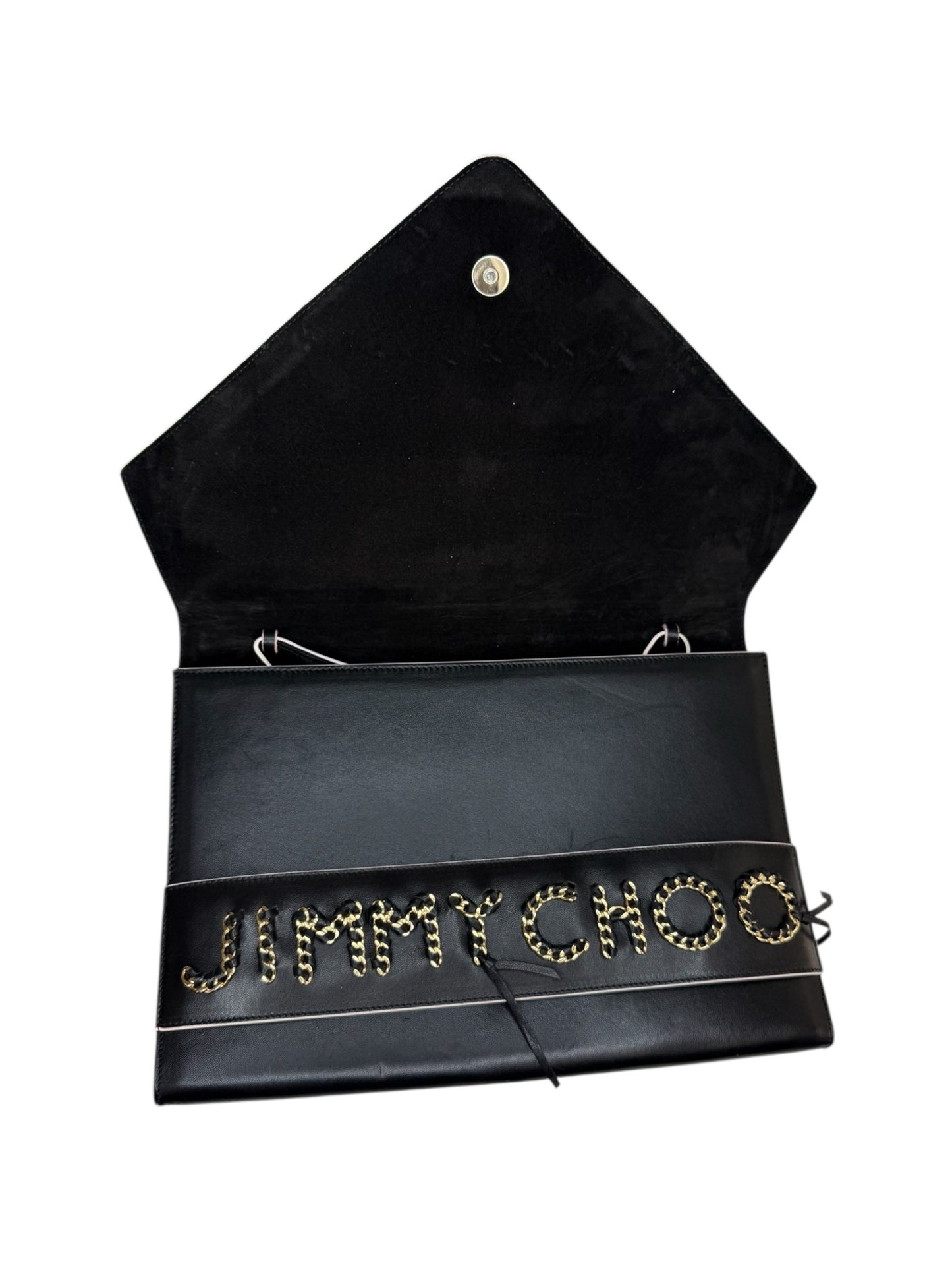 JIMMY CHOO Black Leather Oversized Sierra Convertible Cluch Handbag