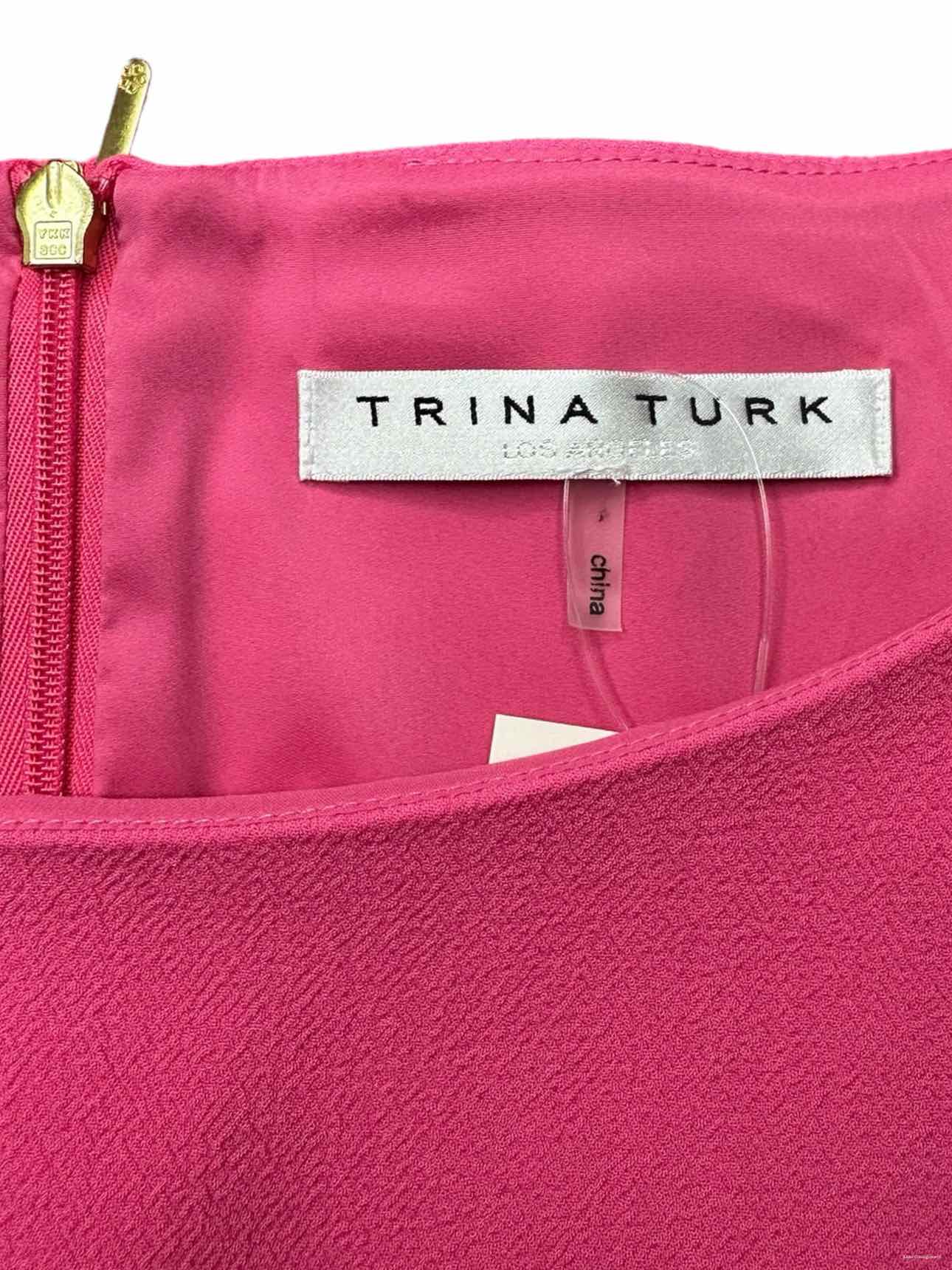 TRINA TURK Pink Puff Sleeve Dress Size M