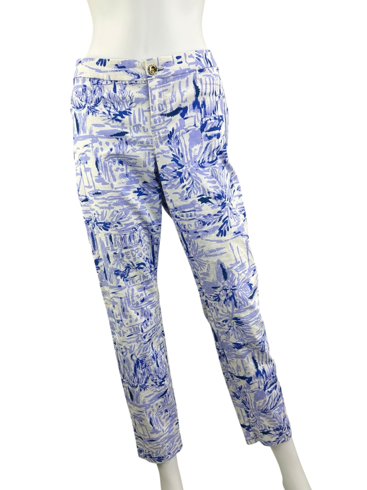 Lilly Pulitzer Purple and White Patterned Pants Size 10