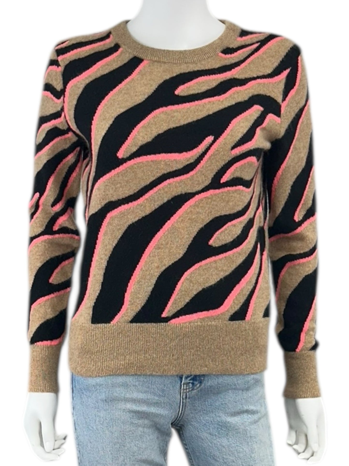 WHITE + WARREN 100% Cashmere Tiger Sweater Size M