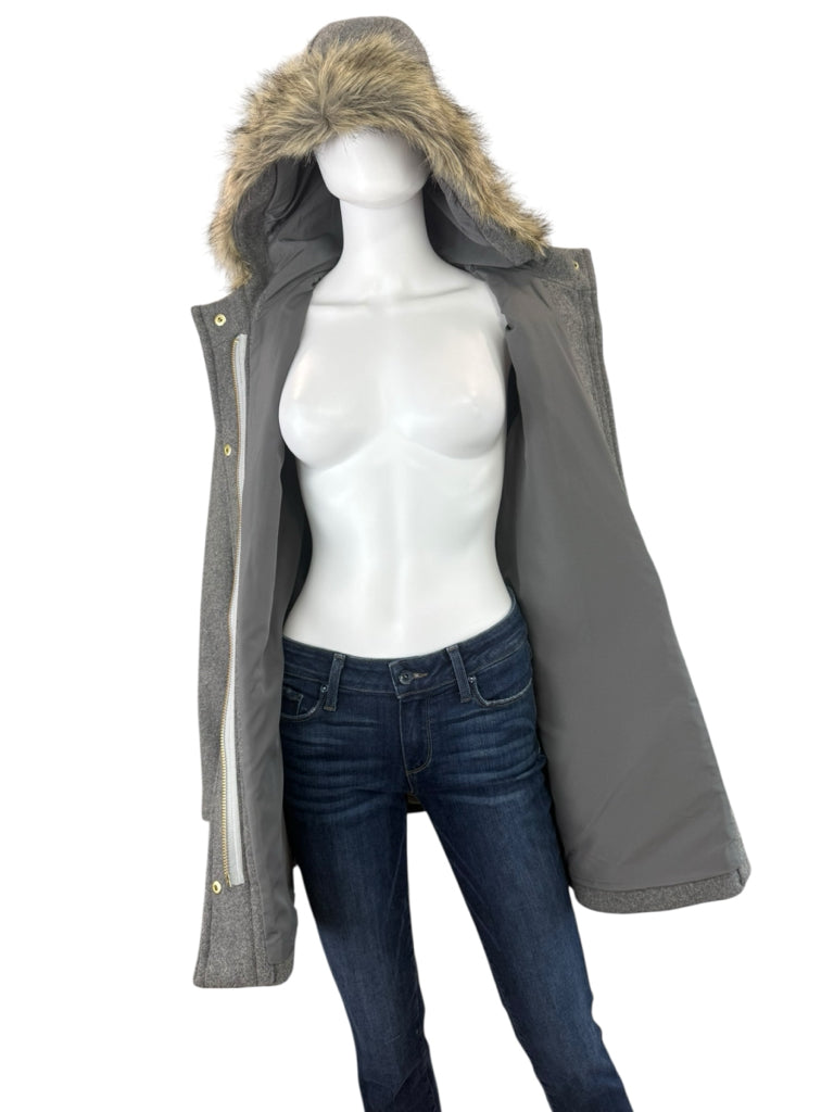J. Crew Gray Vail Wool Blend Hooded Parka Size 10