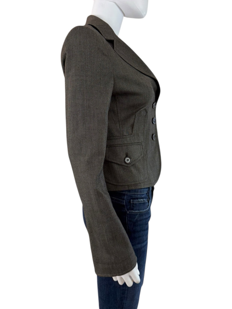 BCBGMAXAZRIA NWT  Brown Herringbone Cropped Jacket Size S