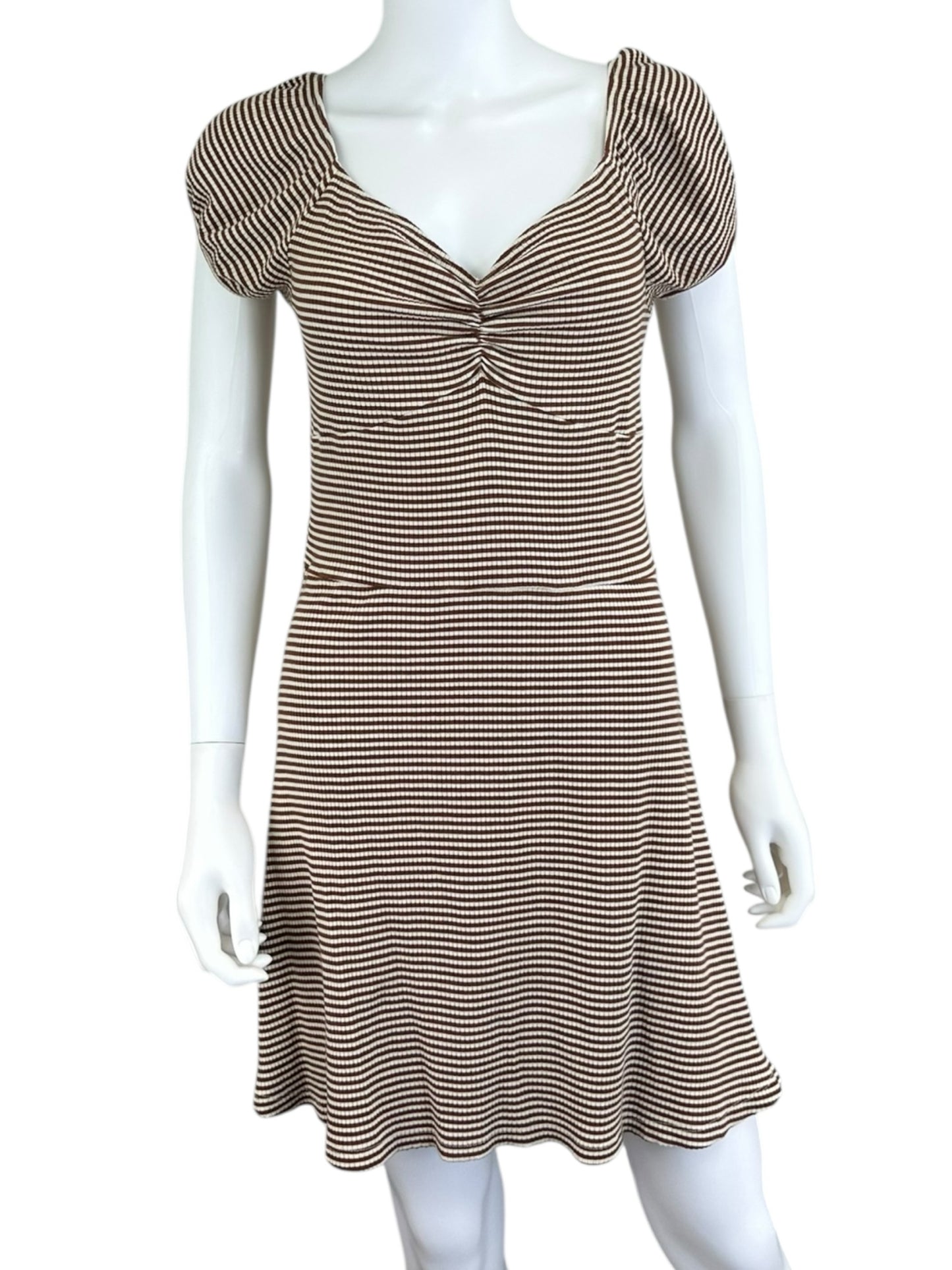 REFORMATION Brown and White Stripe Knit Dress Size S
