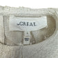 THE GREAT. Cream Cropped Lace Trimmed Blouse Size 0